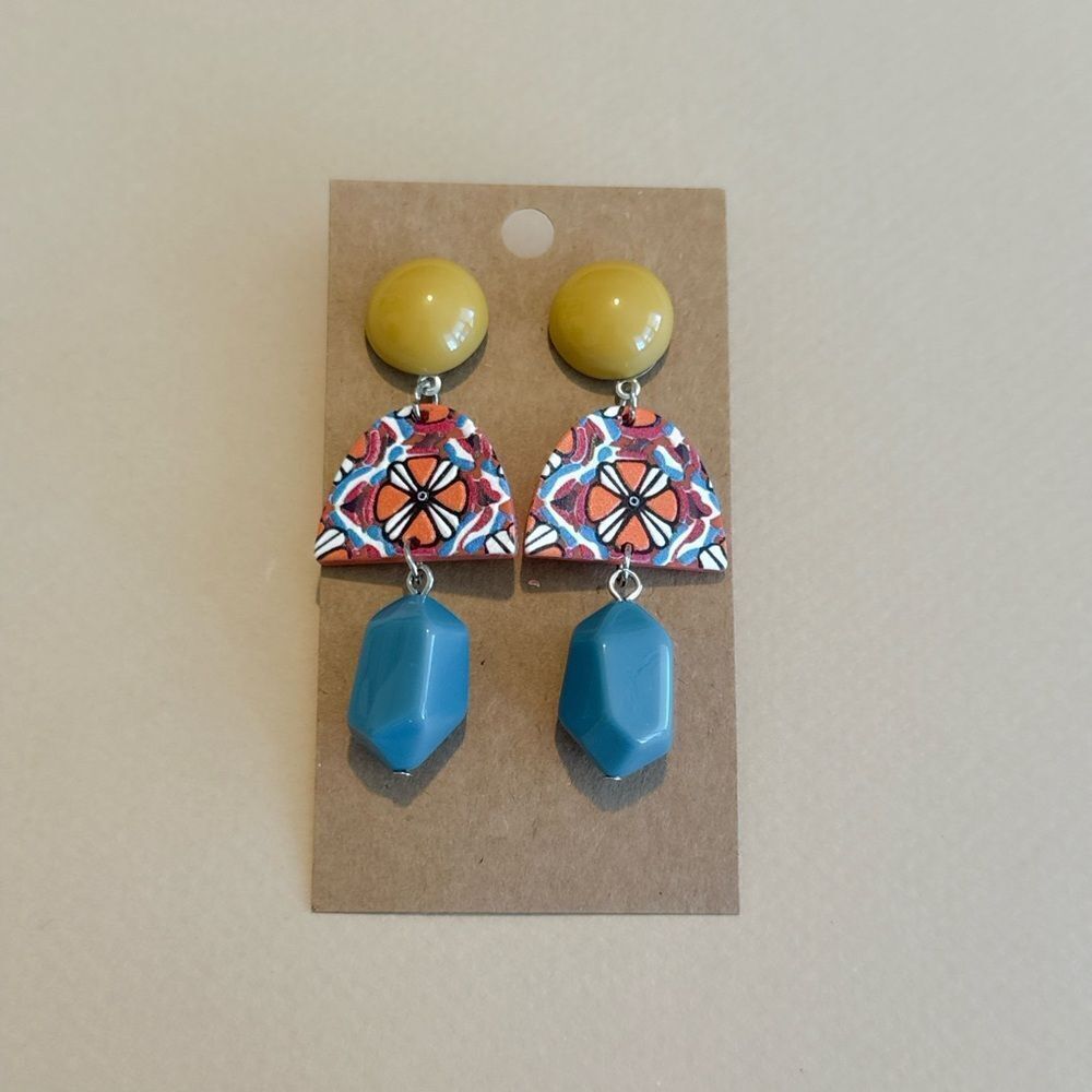 Colorful Geometric Earrings N1497 - Picture 3 of 3